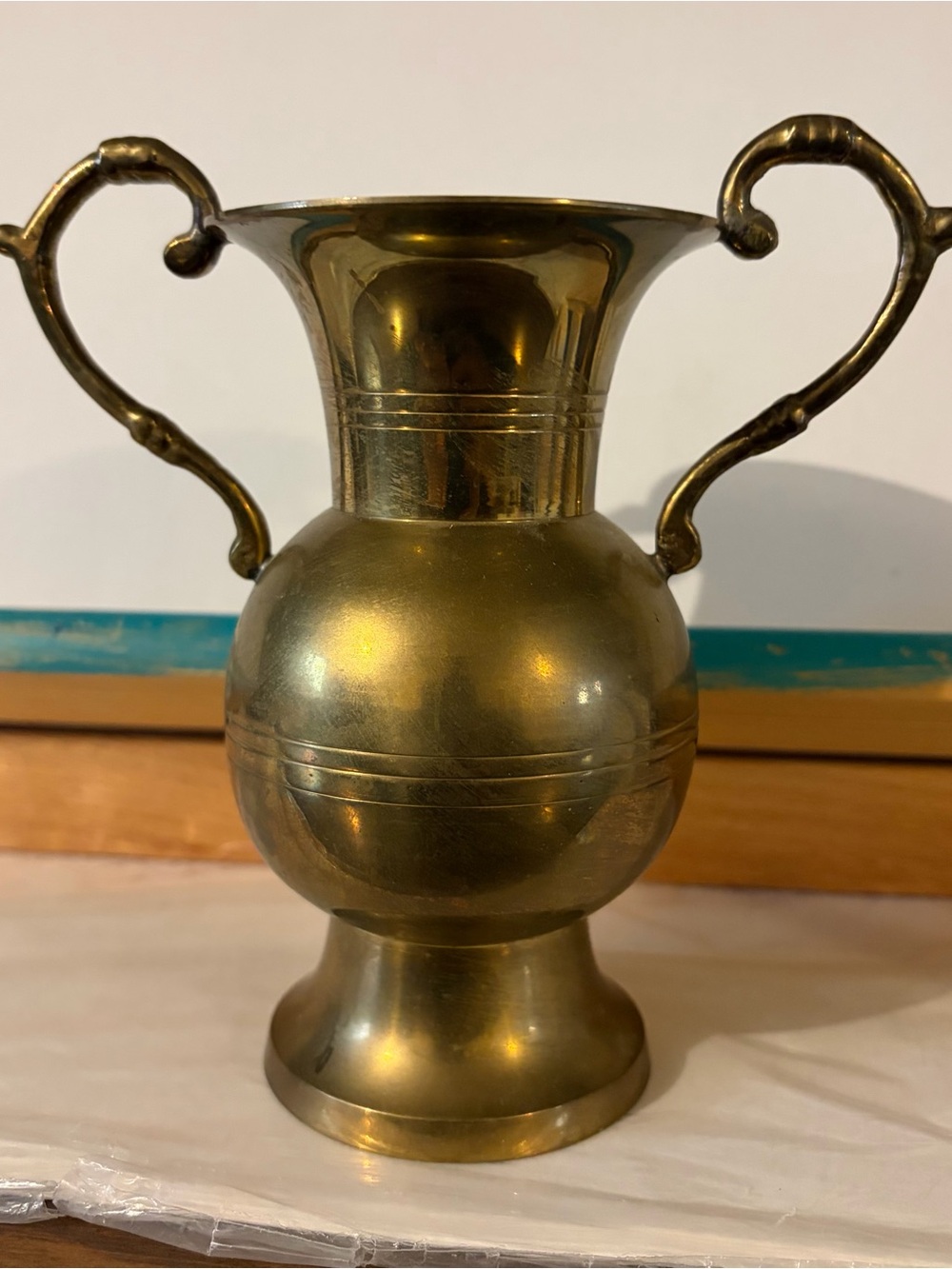 Brass Double-Handled Decorative Vase - Brass Finish